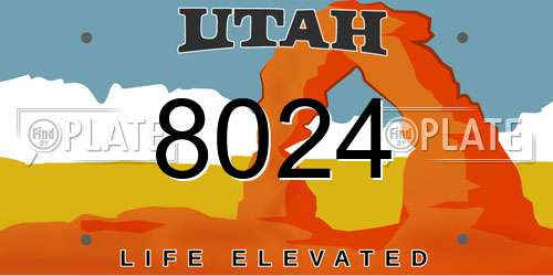 8024 Utah License Plate