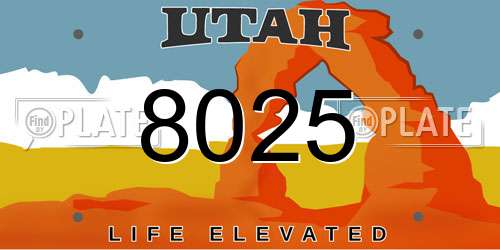 8025 Utah License Plate