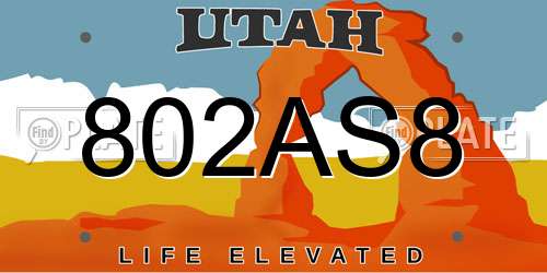 802AS8 Utah License Plate