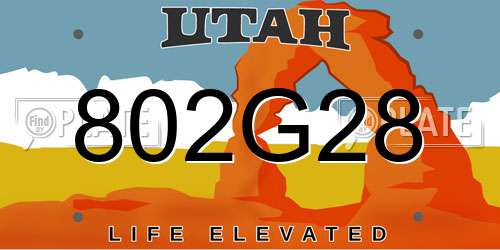 802G28 Utah License Plate