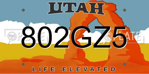 802GZ5 Utah License Plate