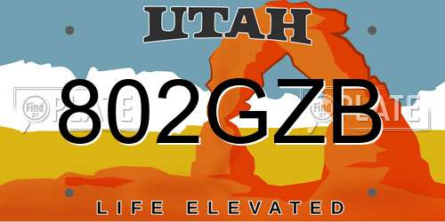 802GZB Utah License Plate