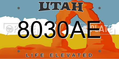 8030AE Utah License Plate