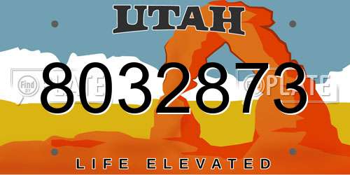 8032873 Utah License Plate