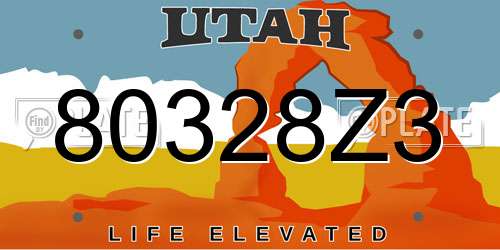 80328Z3 Utah License Plate