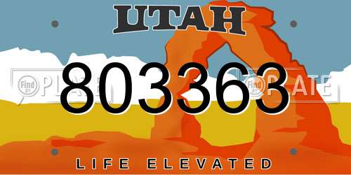 803363 Utah License Plate