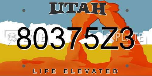 80375Z3 Utah License Plate