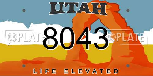 8043 Utah License Plate