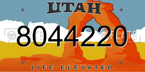 8044220 Utah License Plate