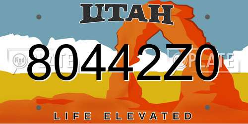 80442Z0 Utah License Plate