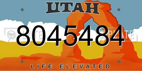 8045484 Utah License Plate