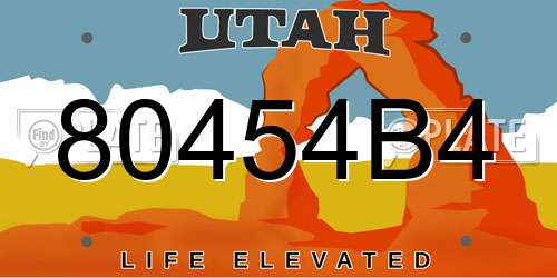 80454B4 Utah License Plate
