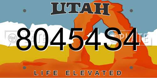 80454S4 Utah License Plate