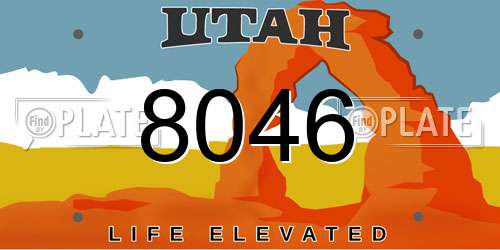 8046 Utah License Plate