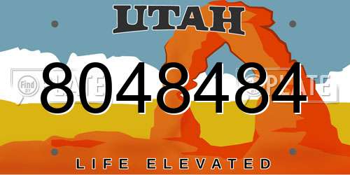 8048484 Utah License Plate