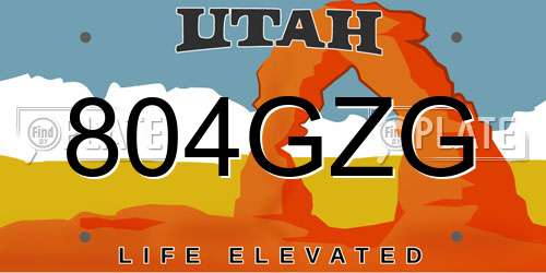 804GZG Utah License Plate
