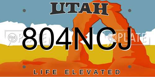 804NCJ Utah License Plate