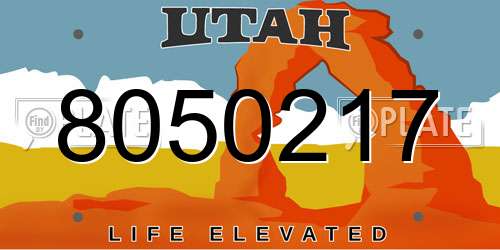 8050217 Utah License Plate