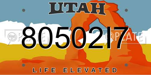 80502I7 Utah License Plate