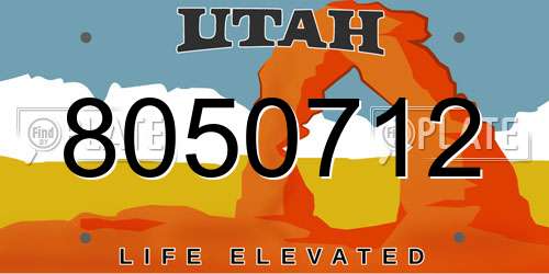 8050712 Utah License Plate