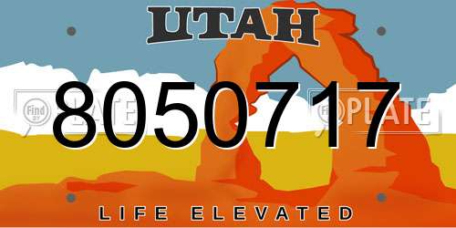 8050717 Utah License Plate