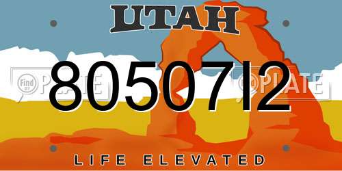 80507I2 Utah License Plate