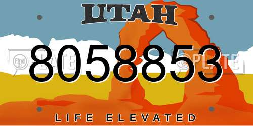 8058853 Utah License Plate