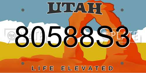 80588S3 Utah License Plate