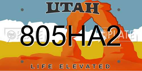 805HA2 Utah License Plate