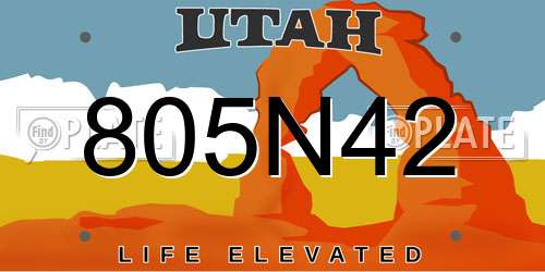 805N42 Utah License Plate