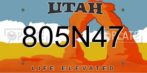 805N47 Utah License Plate