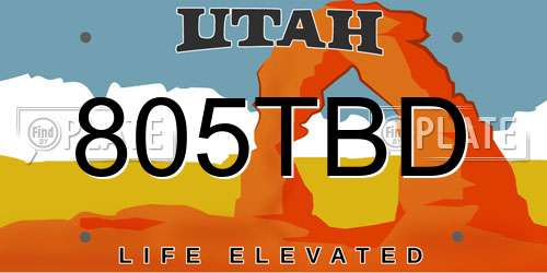 805TBD Utah License Plate