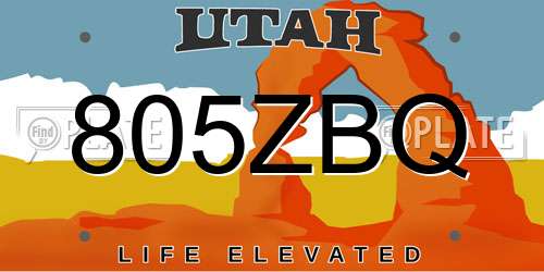 805ZBQ Utah License Plate