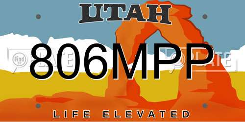 806MPP Utah License Plate