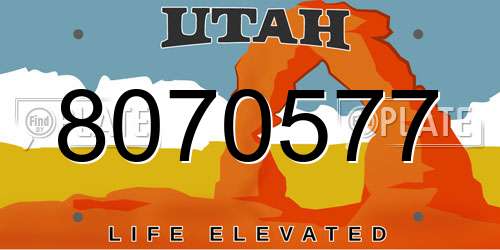 8070577 Utah License Plate