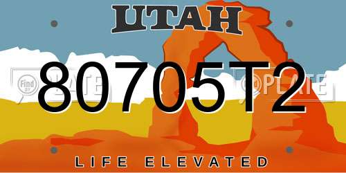 80705T2 Utah License Plate