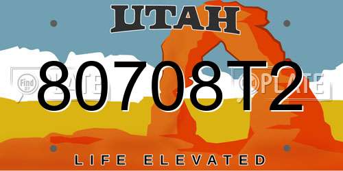 80708T2 Utah License Plate