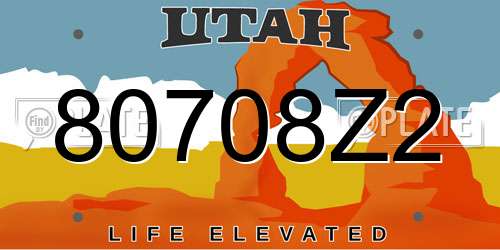 80708Z2 Utah License Plate