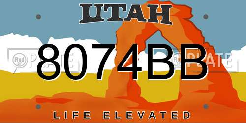8074BB Utah License Plate