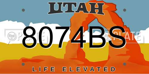 8074BS Utah License Plate
