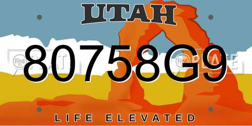 80758G9 Utah License Plate