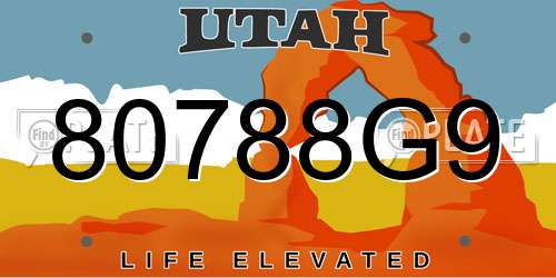 80788G9 Utah License Plate