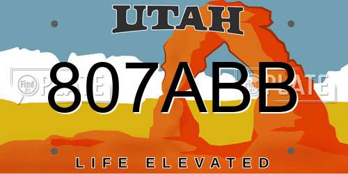 807ABB Utah License Plate