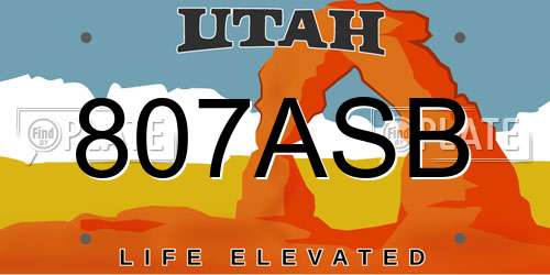 807ASB Utah License Plate