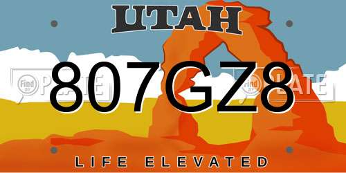 807GZ8 Utah License Plate