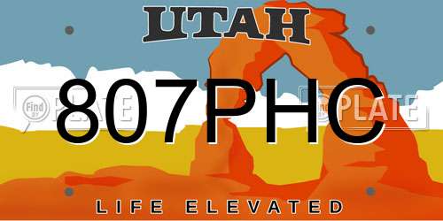 807PHC Utah License Plate