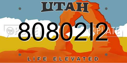 80802I2 Utah License Plate