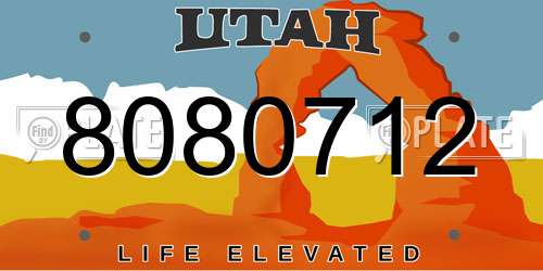 8080712 Utah License Plate
