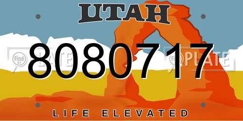 8080717 Utah License Plate