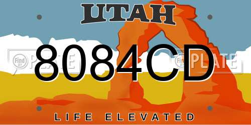 8084CD Utah License Plate